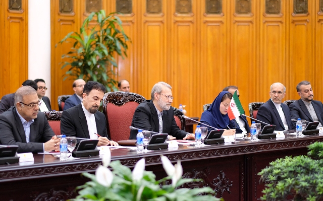 Chủ tịch Quốc hội Cộng hòa Hồi giáo Iran Ali Ardeshir Larijani phát biểu tại buổi tiếp.jpg